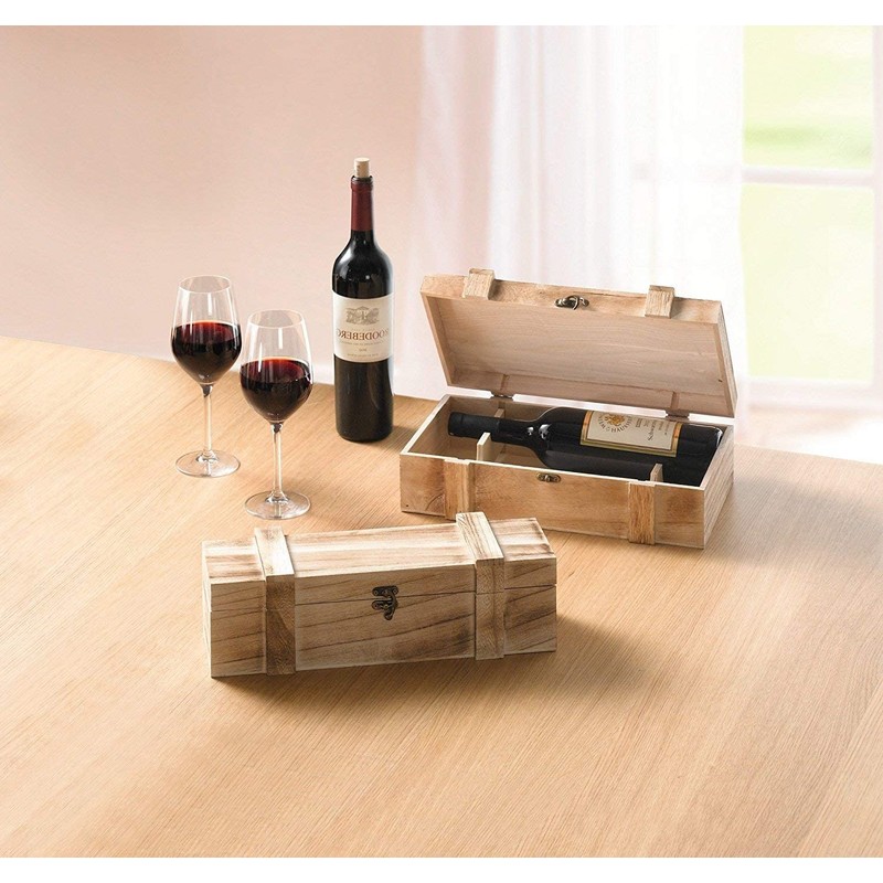 Dekoleidenschaft Rustic Wooden Wine Box, Gift Box for 2 Bottles
