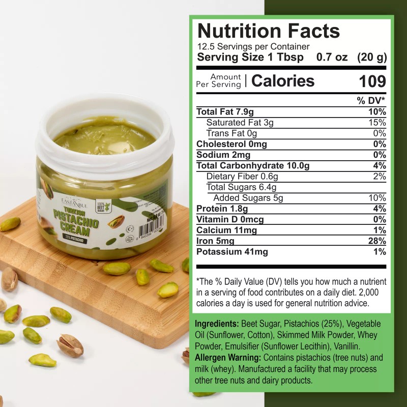 Eastanbul Pistachio Cream, 8.8oz, Pistachio Butter, Turkish Pistachio Cream
