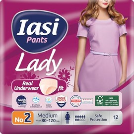 Pantalones de incontinencia para mujer, ligeramente perfumados y discretos, talla M, 12 unidades, superdelgados y muy absorbentes, cintura baja, con tecnología Comfort Fit para ropa interior real