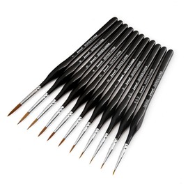 11 Pieces Fine Detail Paint Brushes Paint Brush Set for Art Paint Brushes Miniature Paint Brushes Face Paint Brushes for Nail Art Acrylic Watercolor Oil Painting Model Making and Line Drawing