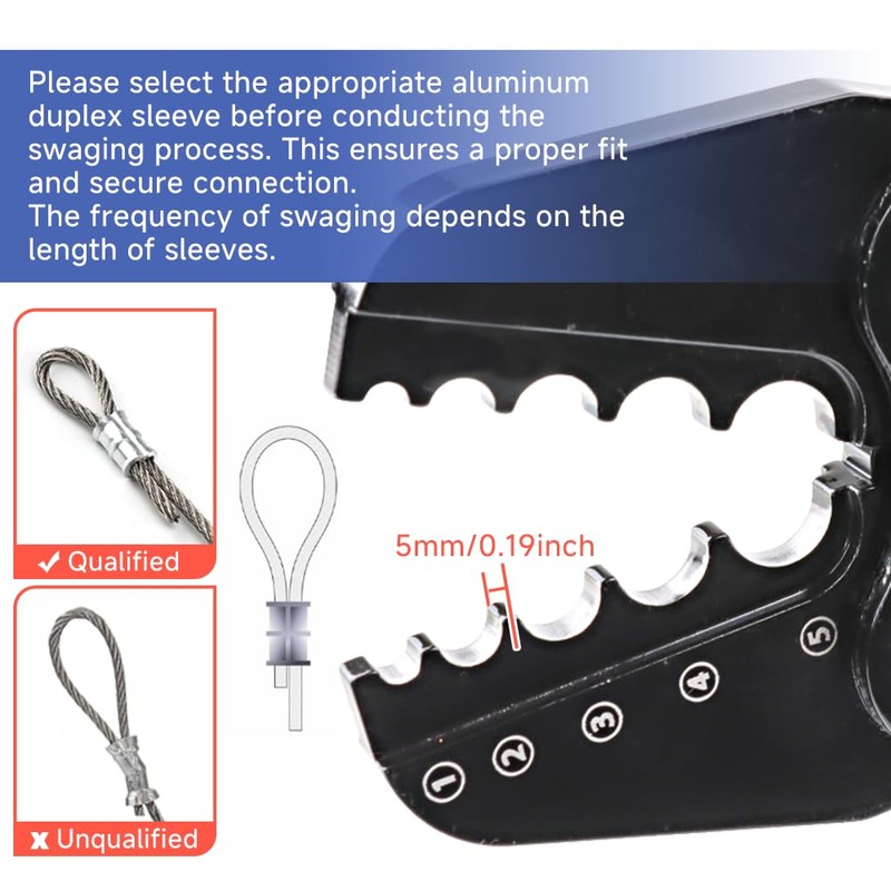 YMYP Wire Rope Crimping Tool, Ferrule Swaging Tool for Aluminum
