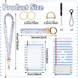 Sabary 3 Packs Teacher Scrunchie Lanyards with ID Holder Back to School Scrunchie Lanyard Breakaway Teacher Lanyards Wristlet Keychain Key Rings Set for Back to School Supplies