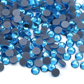 Hotfix Rhinestones Flatback Glass Rhinestone 3000PCS SS10 2.7-2.9MM Round Gems for Nails Art Glitter Crystals Stone DIY Bags Clothes Shoes (Aqua Blue)