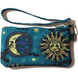 surfer id case wallet for women for lanyards, Zip Driver Licence Holder((Sun Moon)