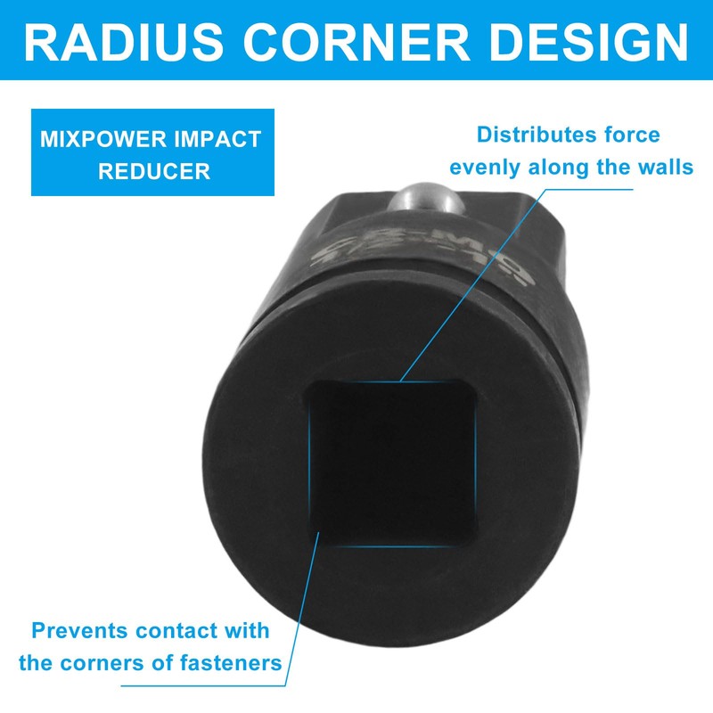 LDEXIN 1/2" Female to 1" Male Impact Socket Adapter, Black