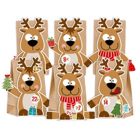 KuschelICH Advent Calendar for Filling Reindeer Elk - with Stickers to Design and DIY Crafts - Reusable (Reindeer)