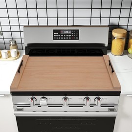 FayuuGem Oak Stove Top Cover | 30"x22" Noodle Board for Gas Stoves, RV Kitchen Counter Protector with Handles