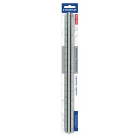 STAEDTLER Engineer Aluminum Triangular Scale, 12in Metal Ruler with Color-Coded Grooves, Weather-Resistant, 6 Scales (10-60 Parts per Inch)