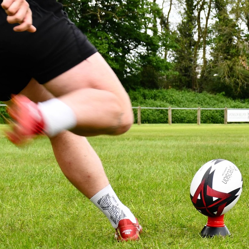 Precision Momentum Rugby Training Ball, Premium Rubber, Hand-Stitched, All-Weather Grip,