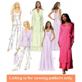 Butterick SEWING PATTERN Sew Womens Nightgown Pajamas Robe - Bathrobe Sleepwear Plus 5963 - Womens 14-16-18-20-22