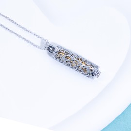 HGUAN Hollow Cylinder Urn Necklace for Ashes for Women Men Cremation Jewelry Keepsake Memorial Human Pet Ash Pendant Necklace Ashes Lockets for Loved Ones, Stainless Steel, No Gemstone