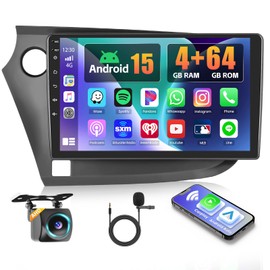4+64G Android 15 Car Radio for Honda Insight 2009 2010 2011 2012 2013 2014 Wireless CarPlay Android Auto, 9 Inch Touch Screen Car Stereo, Bluetooth 5.0, FM/RDS, 32EQ, GPS, WiFi, UI, Backup Camera
