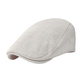 howkuhat Men's Flat Cap Beret Irish Gatsby Ivy Newsboy Cap Adjustable Vintage Driving Hunting Golf Hat(UK, Alpha, One Size, Beige)