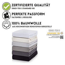 Hometex Premium Textiles Exclusive Fitted Sheet, Maximum Mattress Height: 25 cm, 100% Cotton, 160 g/m², OEKO-TEX Certified, Many Sizes and Colours Available