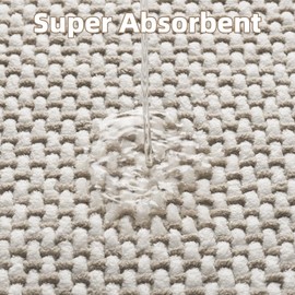 PADOOR-Bath Mat-Super Absorbent Chenille Bathroom Mats-Rubber Backed Bath Mats for Bathroom Non Slip, Machine Washable Bathroom Rugs Front of Bathtub,Shower Room,Sink-17×35, Beige&Cream