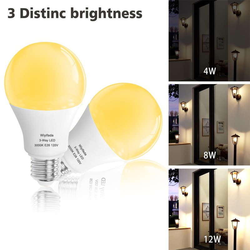3 Way LED Light Bulbs 4 Pack, 3 Way Light