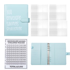 JVHLOV Budget Planner, A5 Money Saving Folder with Money Envelopes, Envelopes Challenge Binder, Easy to Save, €5050, Money Saving Challenge, with Transparent Money Envelopes and Magnetic Button
