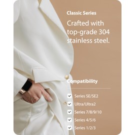 Fullmosa Compatible with Bracelet 42 mm Series 10, Stainless Steel Replacement Bracelets for Men and Women, Metal Strap with TPU Protective Case, Rose Gold