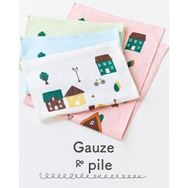 Swallow Towels, House Pattern, Gauze & Pile, Face Towels, Set of 8, Thin, Printed Towels, 100% Cotton, Single-Sided Gauze, Single Bristle, Made in Japan, Easy to Dry, Quick Drying, Bath, Slightly