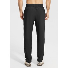 BALEAF Men's Hiking Pants Quick Dry Water Resistant Lightweight Elastic Waist Outdoor Cargo Sweatpants with Zip Pockets Black M