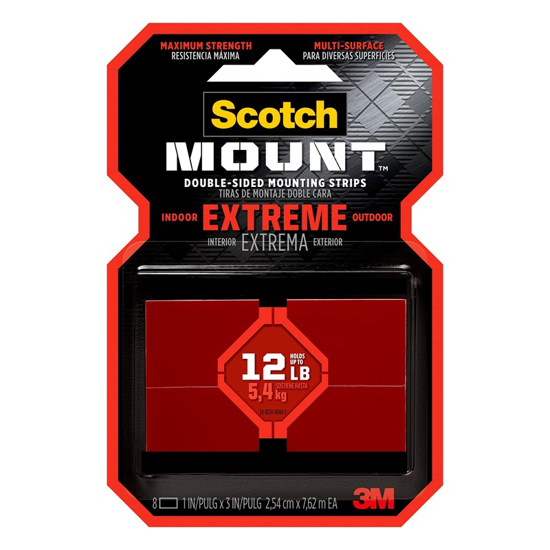 Scotch Extreme Mounting Strips, Double-Sided Heavy Duty Tape, 8 Strips,