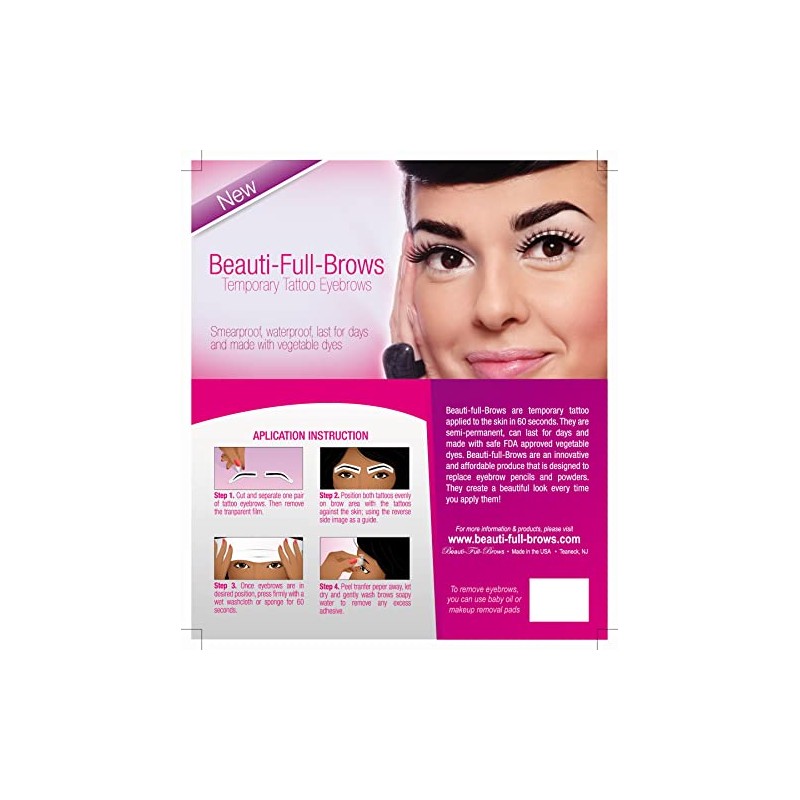 Beauti-Full Brows|Easy Application|Waterproof|8 Pairs|Temporary Tattoo Eyebrows: Neffi (Brown)