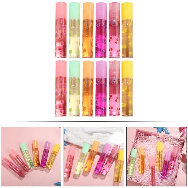 Brillo Labial Transparente Incoloro 12 Piezas Sabor Fruta – Wakauto