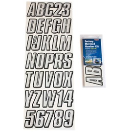 Hardline Products - SIBLK800 Series 800 Factory Matched 3-Inch Boat & PWC Registration Number Kit, Silver/Black
