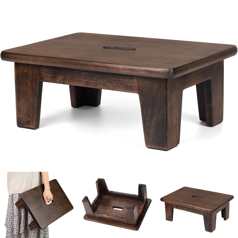 Wooden Step Stool (16.5" D x 12" W x 6.5"