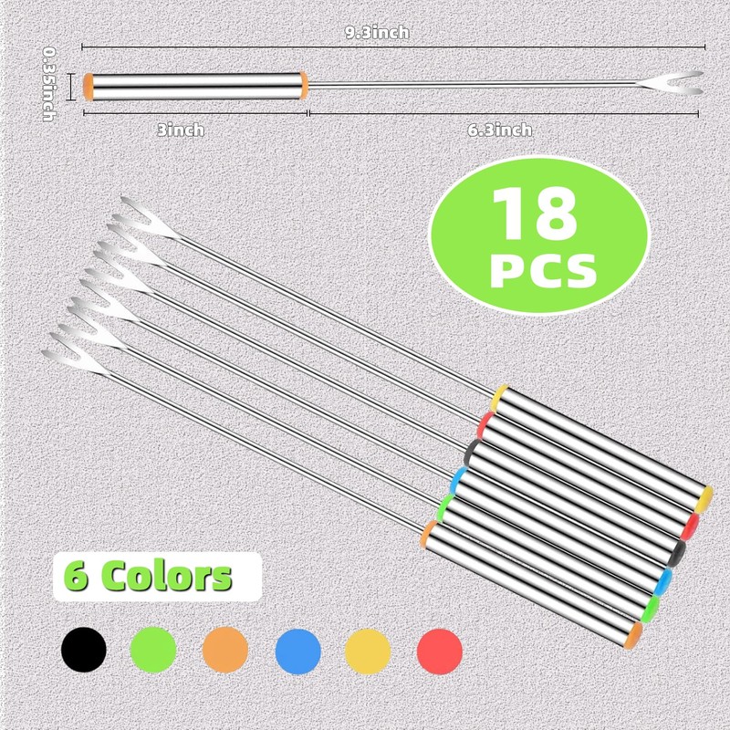 Cptoion 18 Pack Stainless Steel Fondue Forks, 9.3 In, 6