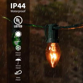 C7 Multicolor Christmas String Lights - 50ft 2 Pack Vintage Christmas Tree Lights, Outdoor Roofline String Lights with 50+2 Spare Bulbs for Patio Garden Holiday Indoor Home Xmas Decoration