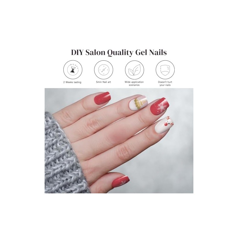 Tiras de gel semicuradas para uñas, 28 piezas de pegatinas