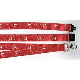 1 x Prancing Reindeer Red Fun Christmas Festive Printed Neck Strap ID Breakaway Safety Lanyard: Free UK P&P