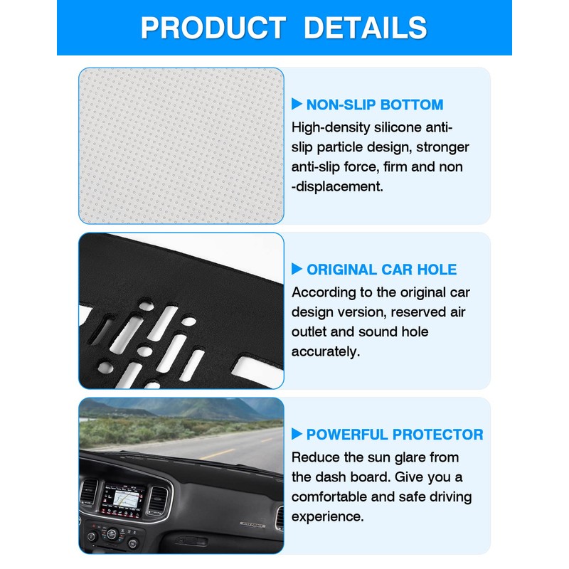 Autorder Dashboard Cover Mat for 2011-2023 Dodge Charger Accessories Dash