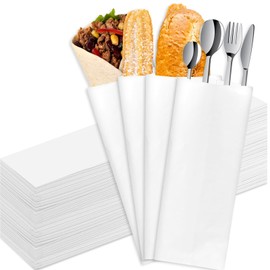 party greeting 800 Pcs Silverware Bags 10x2-3/4inch Churro Bags Baguette Bags Grease Silverware Sleeves for Restaurant Unprinted Cutlery Bags for Bakery Treats Pretzel Rods Candy Cookies Kitchen