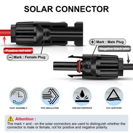 iGreely Connector Solar Panel Cable Kits for Solar Panel RV Marine Boat Portable Solar Generator Power Station 10AWG 60cm/2ft
