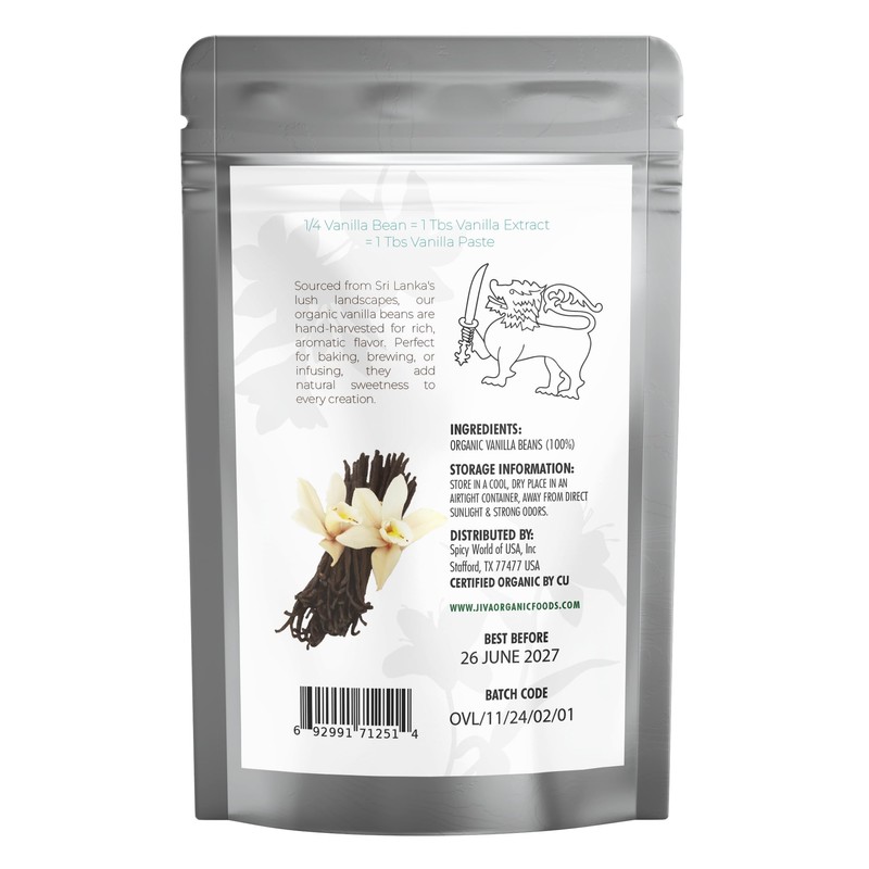 Jiva Organic Vanilla Beans 25 Count Large – Premium Grade