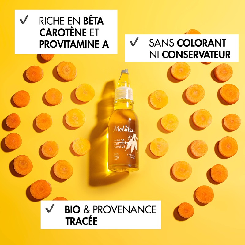 Melvita Organic Carrot Oil - Healthy Look - 100% Natural