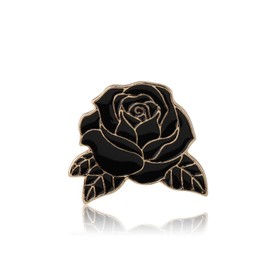 PLITI Black Rose Flower Brooch Pin Gothic Flower Gift Floral Lover Gift For Friends (Black Rose pinCA)