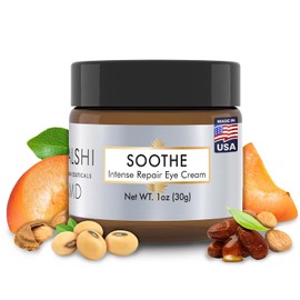 Soothe - Crema de ojos para tratamiento de reparación intensa para ojeras y hinchazón, bolsas de ojos y arrugas con ácido hialurónico antienvejecimiento, reafirmante, péptidos y cafeína para hombres y mujeres sin edad 0.5 onzas