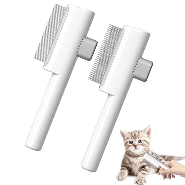 2 Pack Stainless Steel Cat Flea Comb with Fine Teeth,