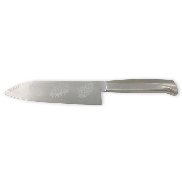 J-kitchens 三徳 包丁 北欧葉紋 透かし彫り 170mm シルバー 日本製 燕三条 プロ