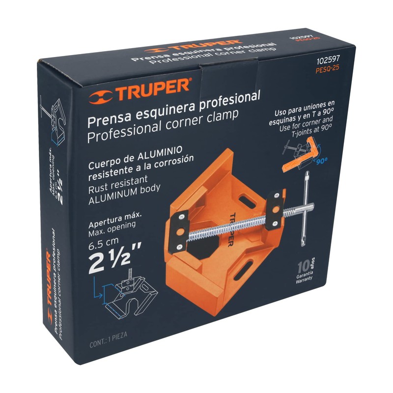 Truper PESQ-25, Prensa esquinera profesional, 2-1/2" de aluminio