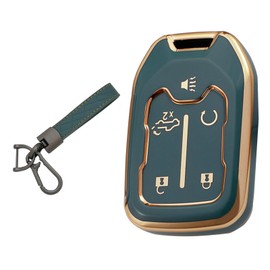 ECOMAID Compatible with GMC Key Fob Cover Key Fob Case for Chevy Suburban Tahoe Terrain Acadia Yukon Silverado GMC Sierra 1500 2500HD 3500HD Car Accessories Smart Key Protector(Cyan)