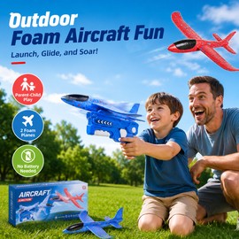 Foam Airplane Toy for Kids Outdoor Play – 2 Pack Glider Planes for Park, Beach & Parent-Child Fun
