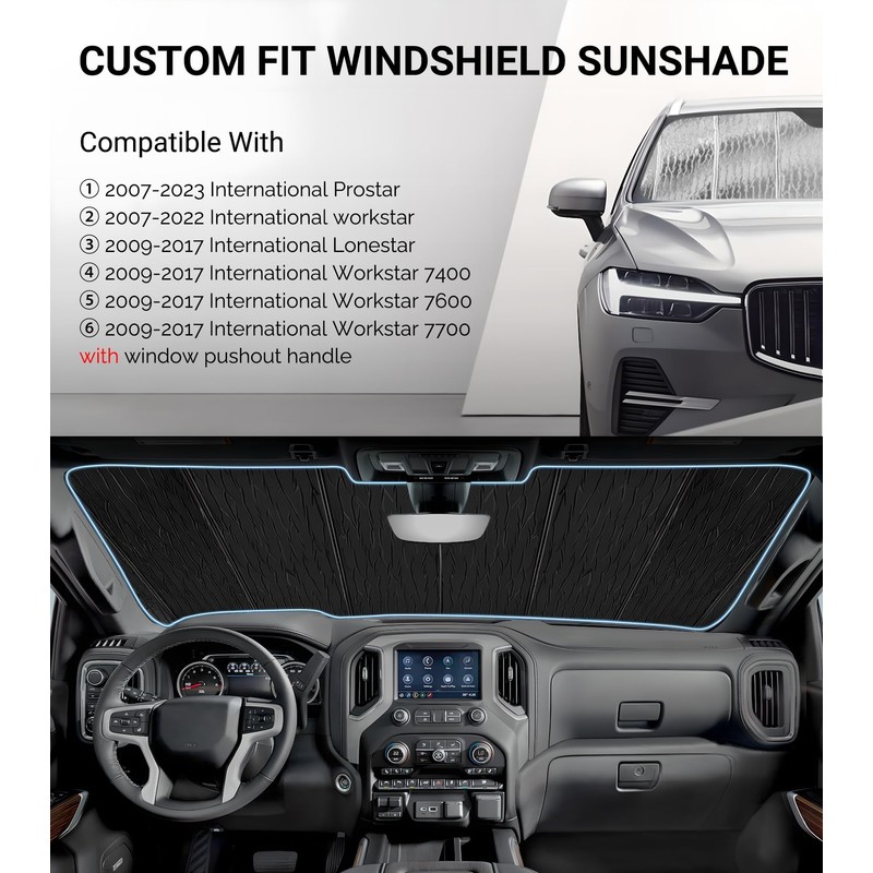 Pigenius Windshield & Side Window Sunshades for International ProStar WorkStar