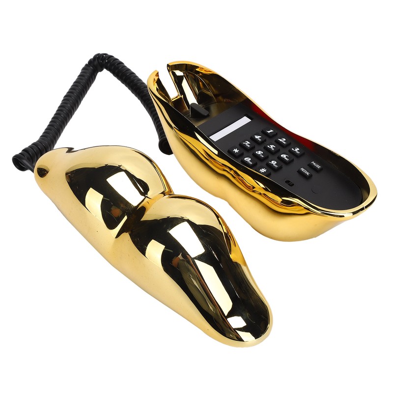 Electroplating Golden Lip Shape Telephone with Telephone Line for Home