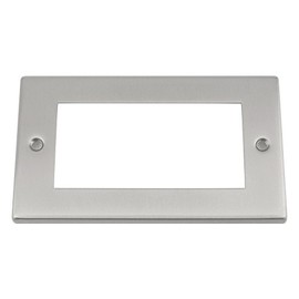 Satin Matt Chrome - Square Plate - Modular Data Grid Faceplate - 100 x 50 mm
