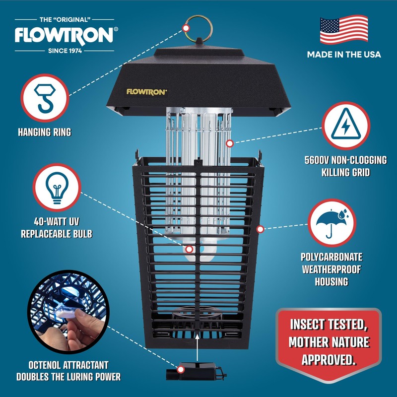 Flowtron Electric Bug Zapper 1 Acre Outdoor Insect Control with