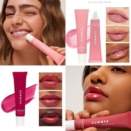 Summer Lip Butter Balm Set - Hydrating & Nourishing Lip Gloss Non-Sticky, Long-Lasting Shine and Softness, For Dry Lips, Moisturizing Balm for Soft, Smooth Lips All Day 2 Colors